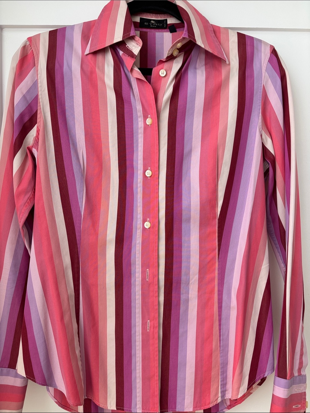 Etro Milano Stripe Button-Up women’s shirt in Pink & Purple size IT44 (medium)